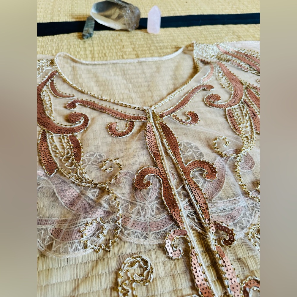 SOLD Ethereal Champagne Art Deco Bolero Capelet